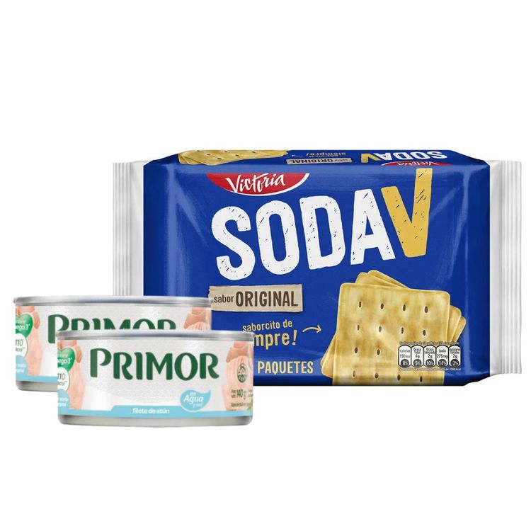 Galleta Soda V Original 6un + Filete de Atún en Agua Primor 2un