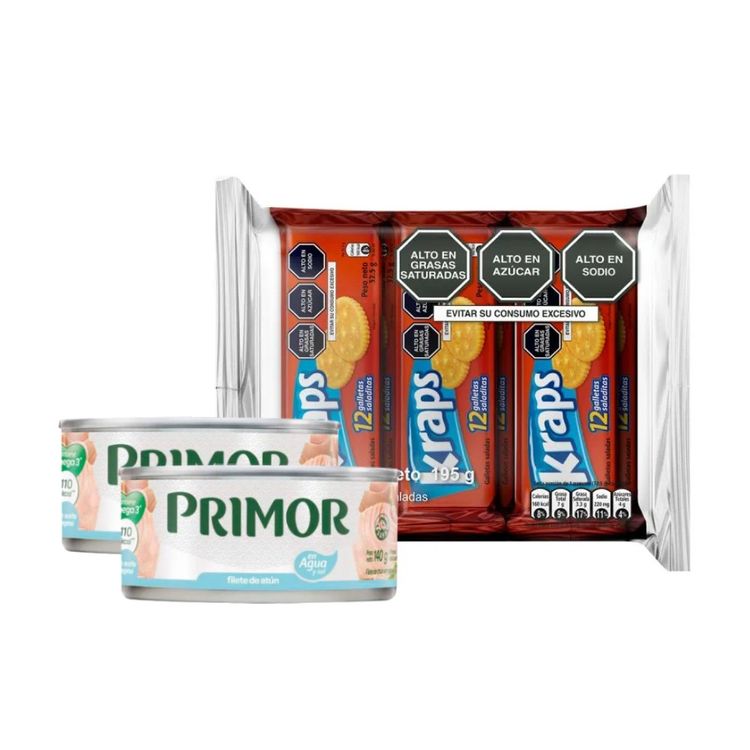 Galleta Kraps 6un + Filete de Atún en Agua Primor 2un