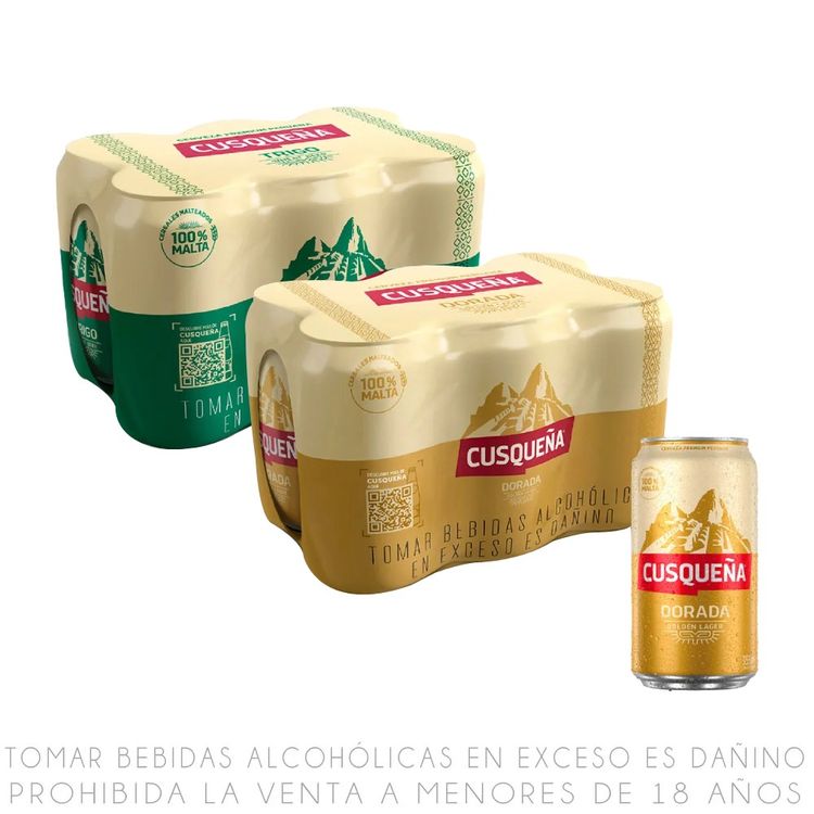 Pack Cerveza Cusqueña Lata 355ml: Dorada 6un + Trigo 6un