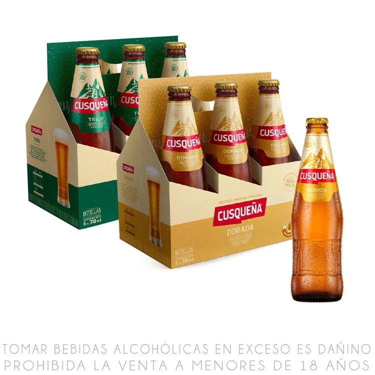 Pack Cerveza Cusqueña Botella 310ml: Dorada 6un + Trigo 6un