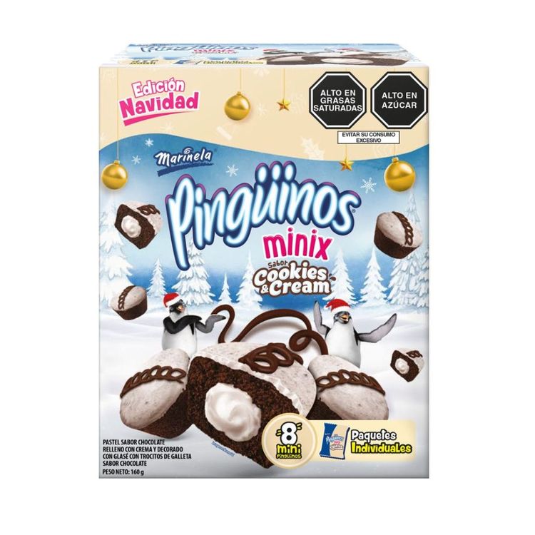 Pastelitos Pingüino Minix Cookies & Cream 8un