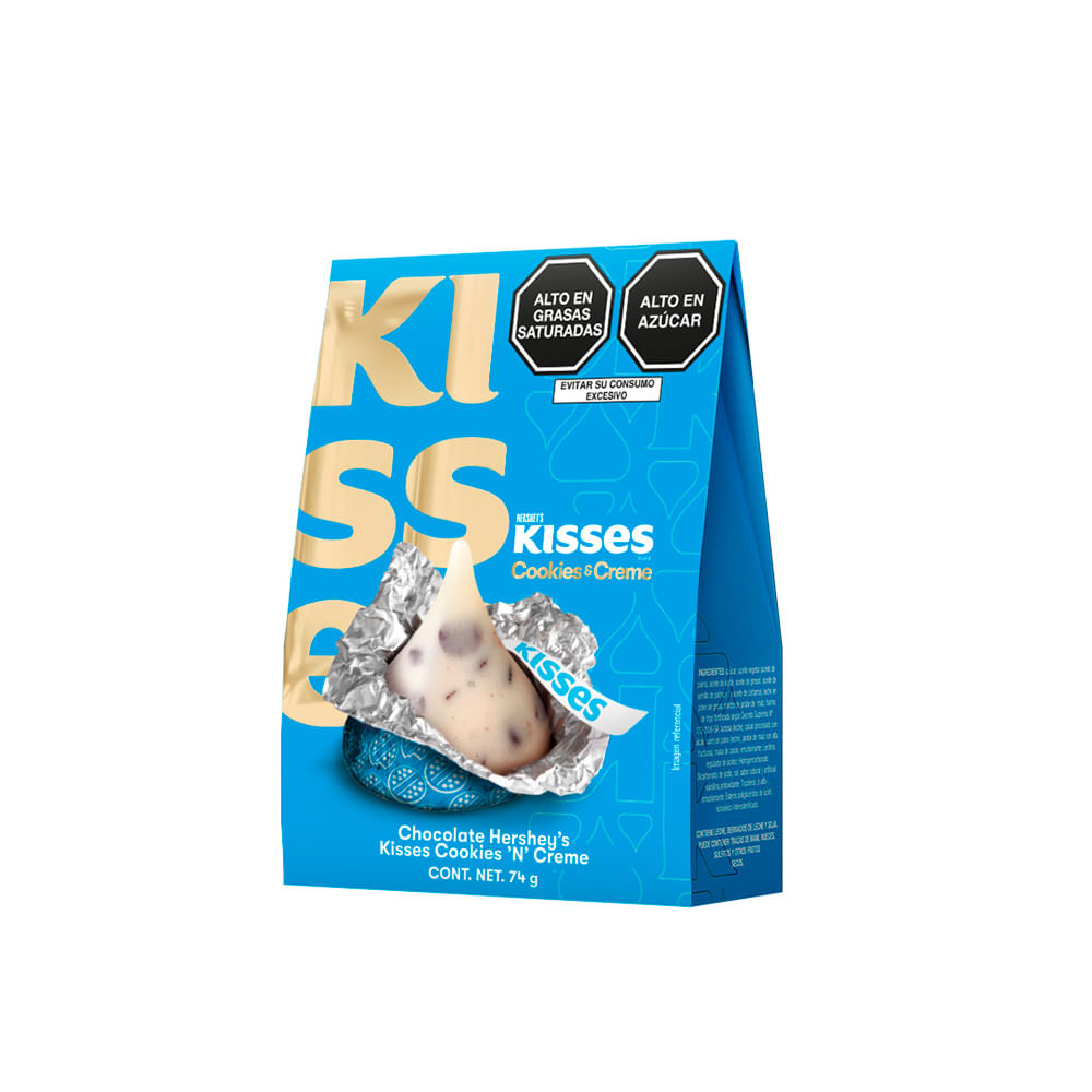 Chocolate Blanco con Galletas Hershey's Kisses Cookies'n Cream 74g
