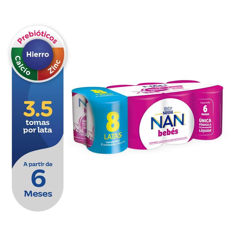 Pack x8 Fórmula de Continuación NAN 2 Bebés 390g