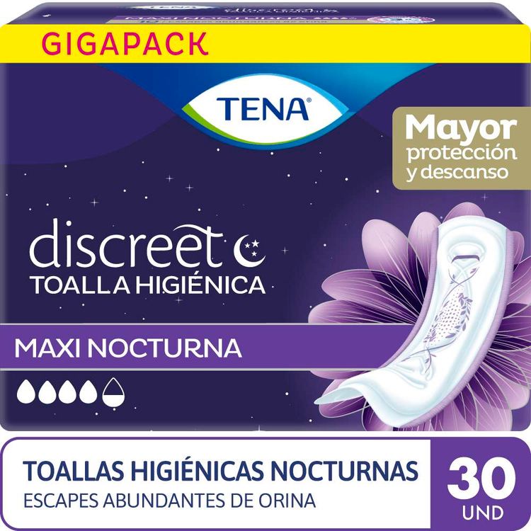 Toallas Higiénicas Tena Discreet Maxi Night 30un