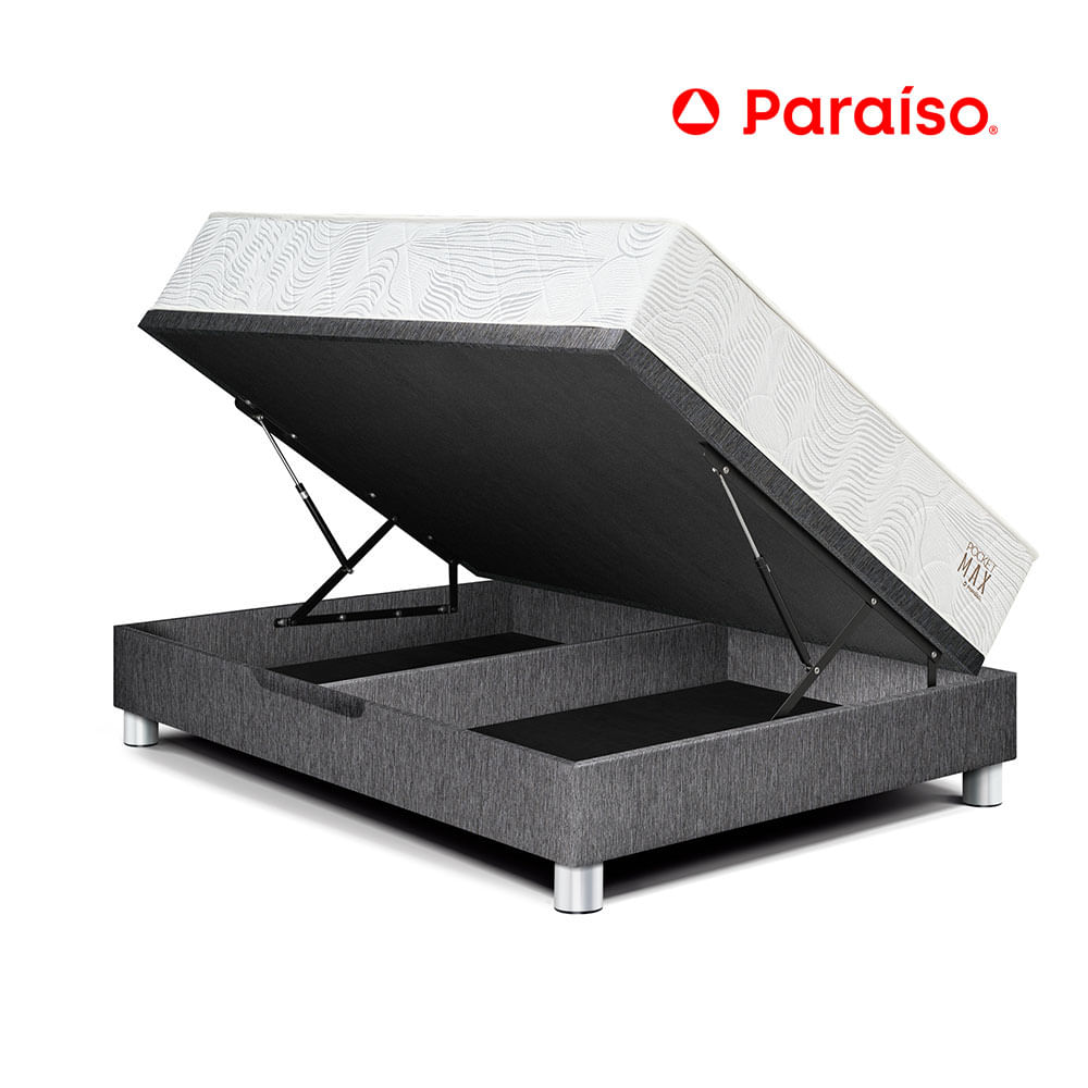 Cama Boxet Pocket Max 1.5 Plazas Gris