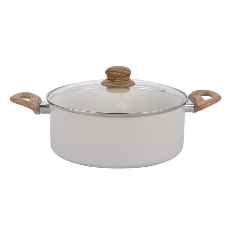 Olla Krea Cerámica Mango Sim Madera 20cm