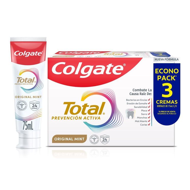 Tripack Pasta de Dientes Colgate Total Original Mint 75ml