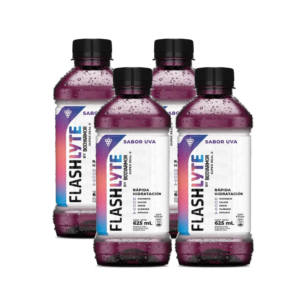 Fourpack Bebida Rehidratante Flashlyte Uva Botella 625ml