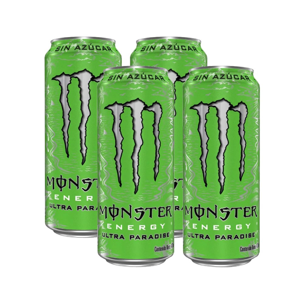 Fourpack Bebida Energizante Monster Ultra Paradise Lata 473ml