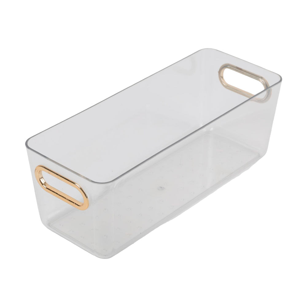 Canasto Krea Transparente con Asa Dorada 2.5L