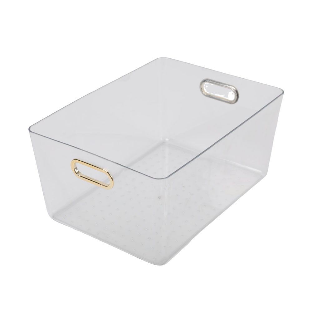 Canasto Krea Transparente con Asa Dorada 8.8L