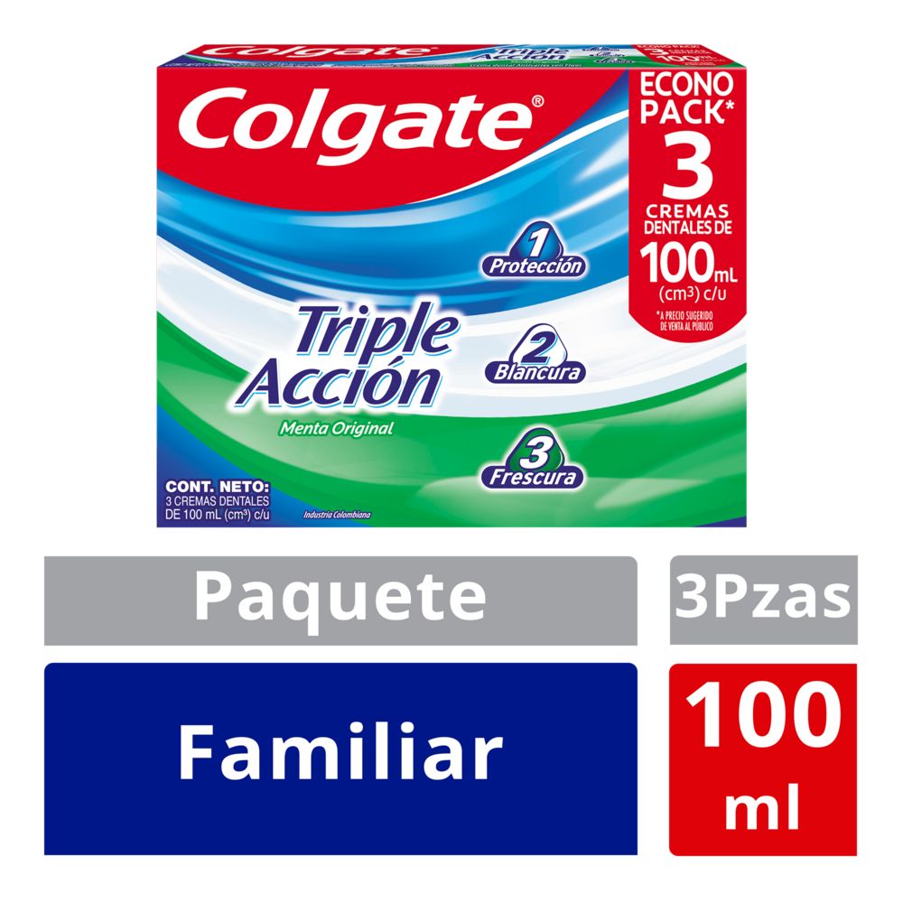 Pasta Dental COLGATE Triple Acción Pack 3x100ml - Protección Anticaries