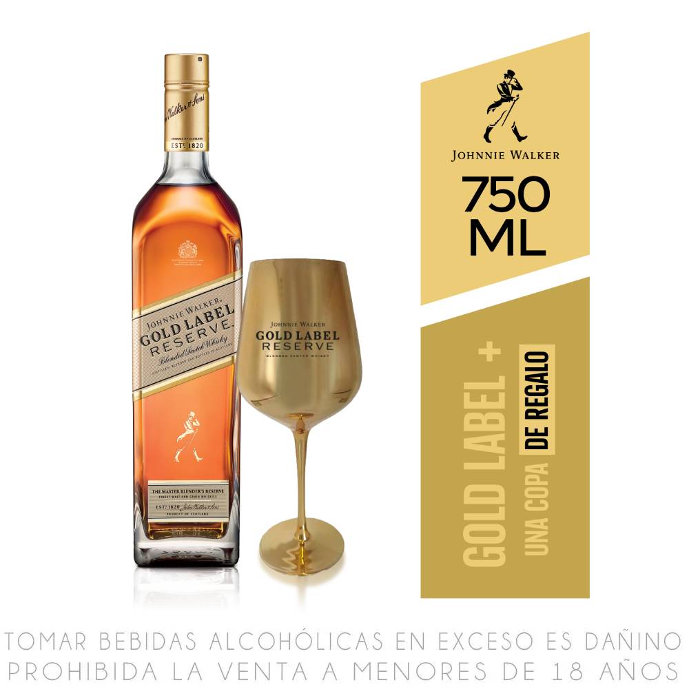 Whisky Johnnie Walker Gold Label Reserve Botella 750ml + Copa