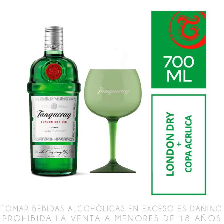 Gin Tanqueray London Dry Botella 700ml + Copa Acrílico