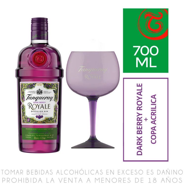 Gin Tanqueray Dark Berry Royale Botella 700ml + Copa Acrílico