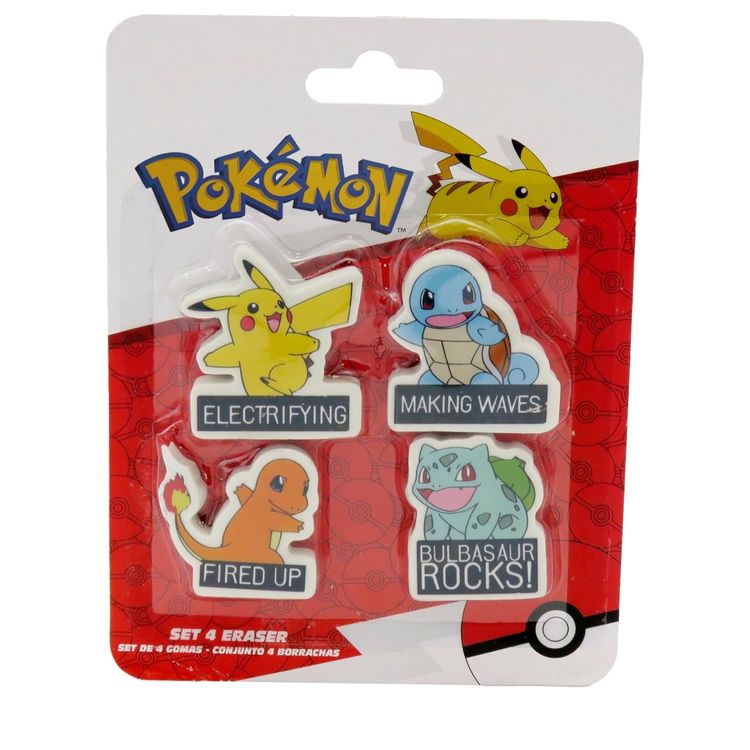 Pack de 4 Borradores Pokémon