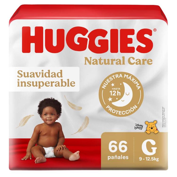 Pañales Huggies Natural Care Talla G 66un