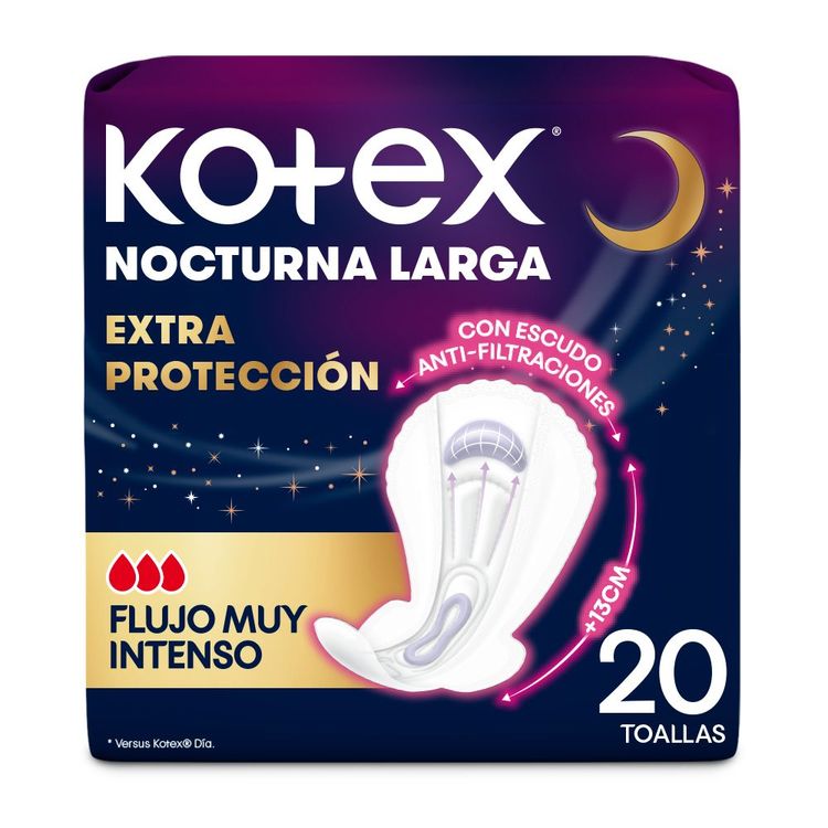 Toallas Higiénicas Kotex Nocturna Larga Extra Protección 20un