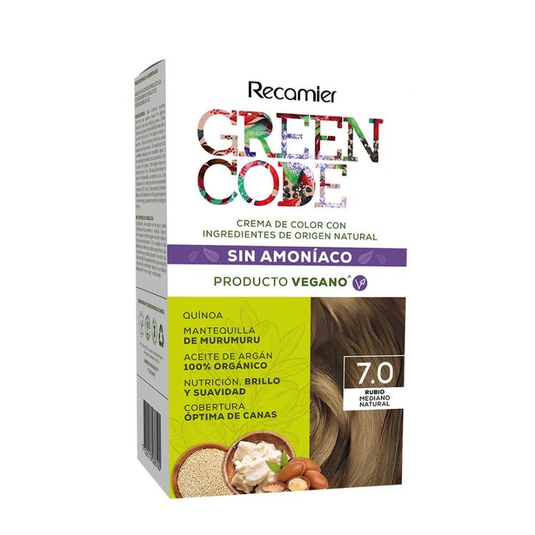 Tinte de Cabello Greencode 7.0 Rubio Mediano Natural