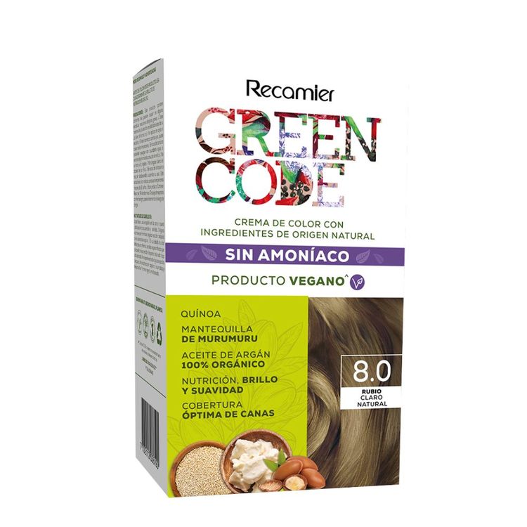 Tinte de Cabello Greencode 8.0 Rubio Claro Natural