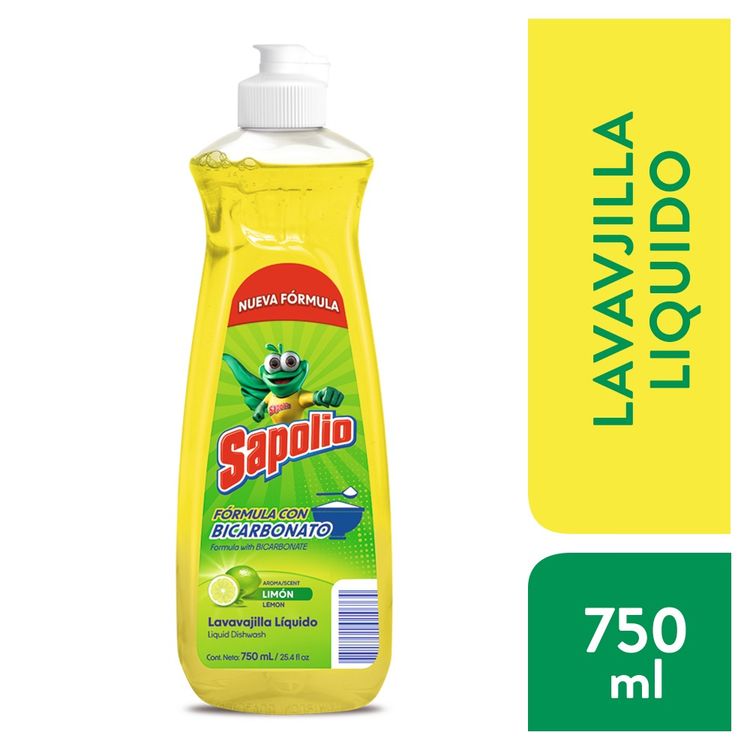 Lavavajilla Líquida Sapolio Limón Frasco 750 ml