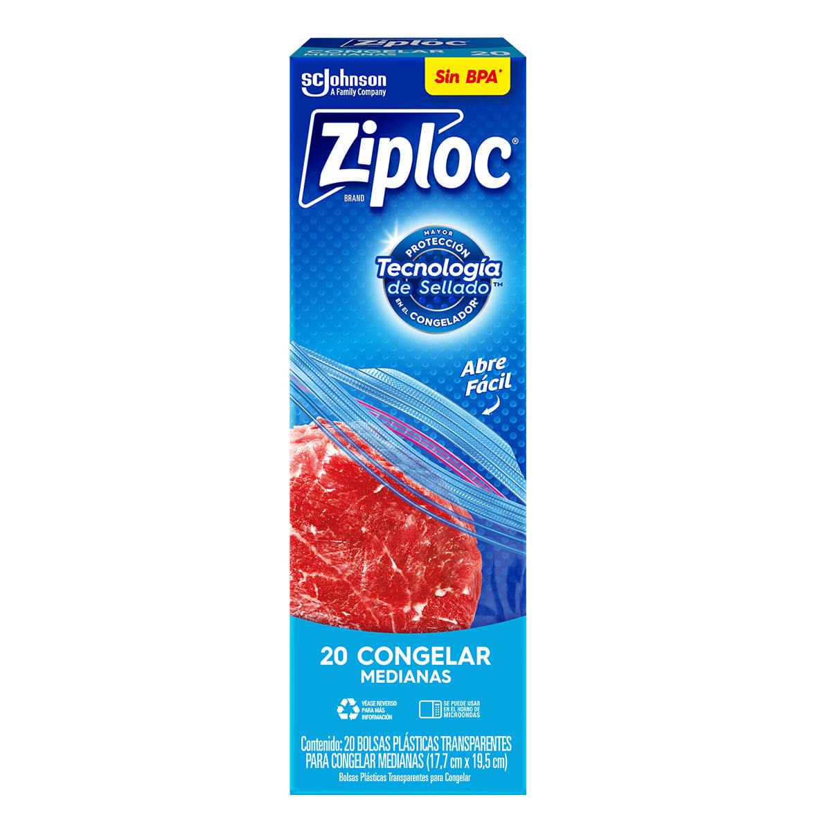 Bolsa Reutilizable Ziploc para Congelar Medianas 20 piezas