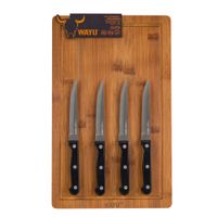 Set 4 Cuchillos + Tabla Bamboo Wayu