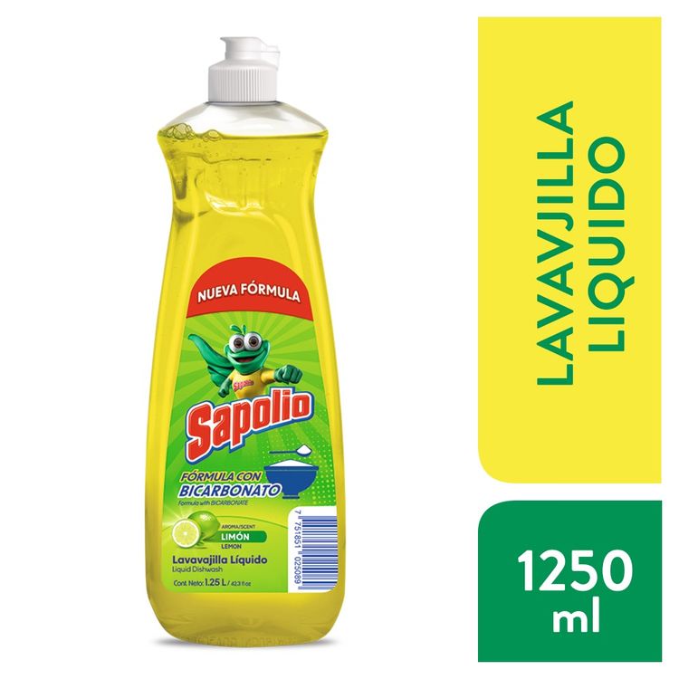 Lavavajilla Líquida Sapolio Limón 1.25 L Lavavajilla Líquida Sapolio Limón Frasco 1.25 L