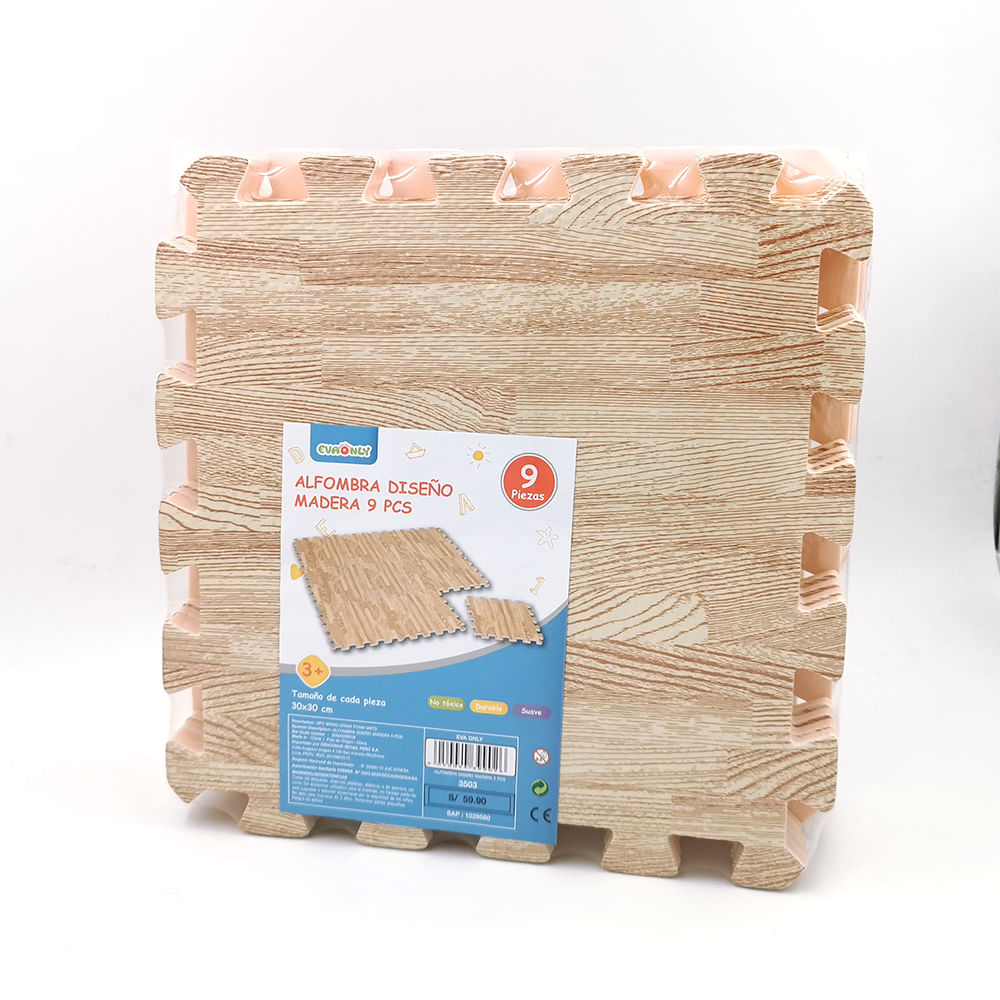 Alfombra Evaonly Diseño Madera 9 Piezas