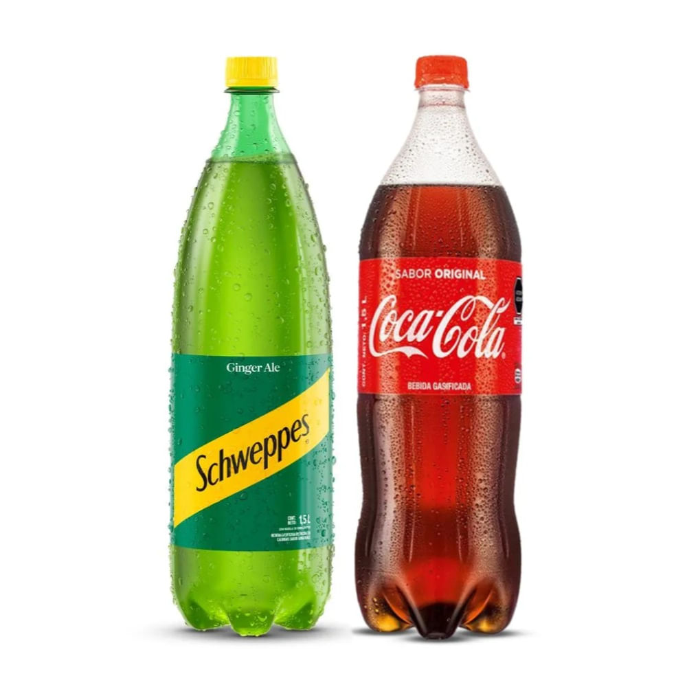 Pack Gaseosas: Coca Cola 1.5L + Schweppes Ginger Ale 1.5L