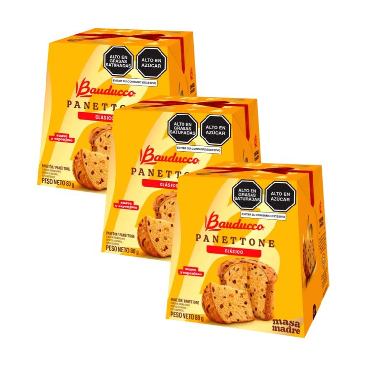 Tripack Mini Panetón Bauducco Frutas Caja 80g