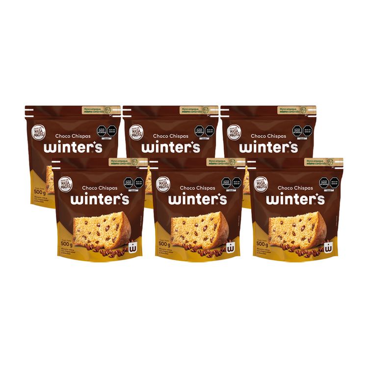 Sixpack Panetón Winter's Choco Chispas Doypack 500g