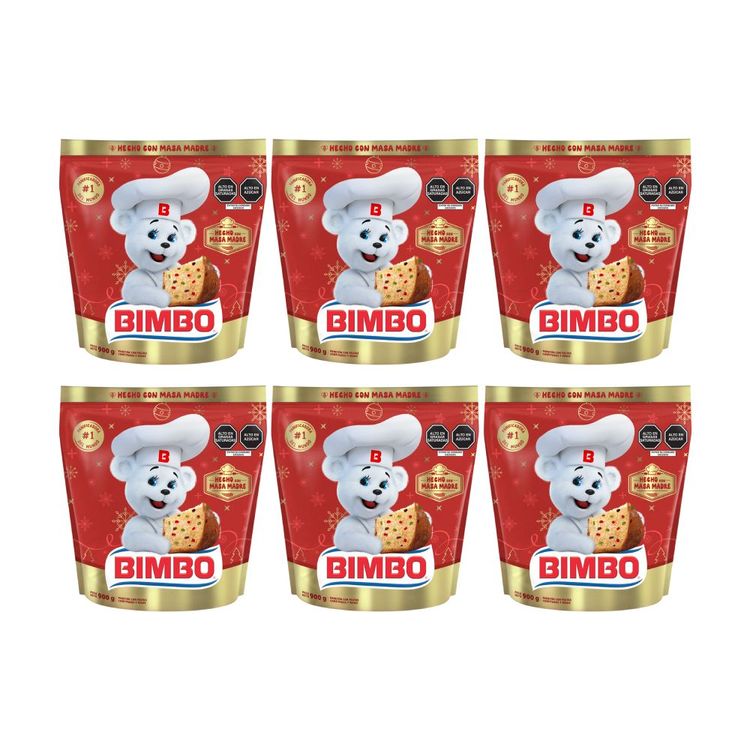 Sixpack Panetón Bimbo Doypack 900g