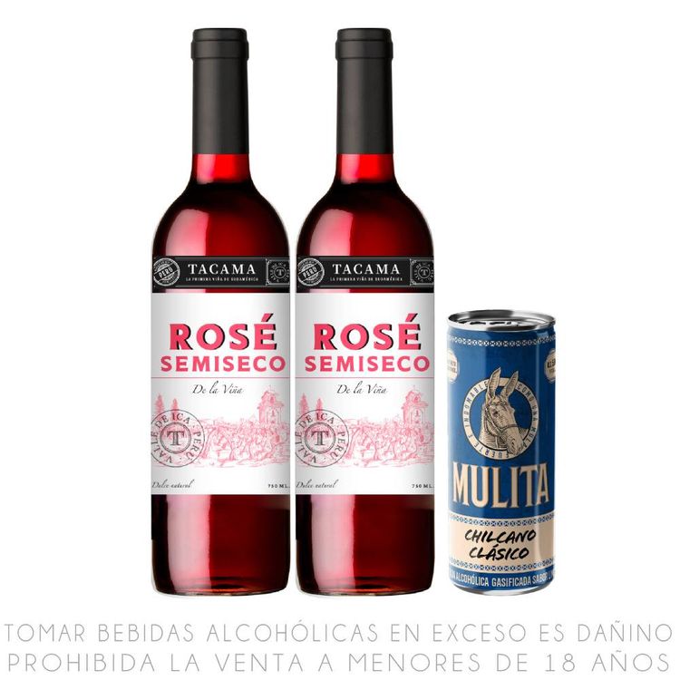 Vino Rosé Tacama Semiseco 2un + Chilcano Mulita Clásico