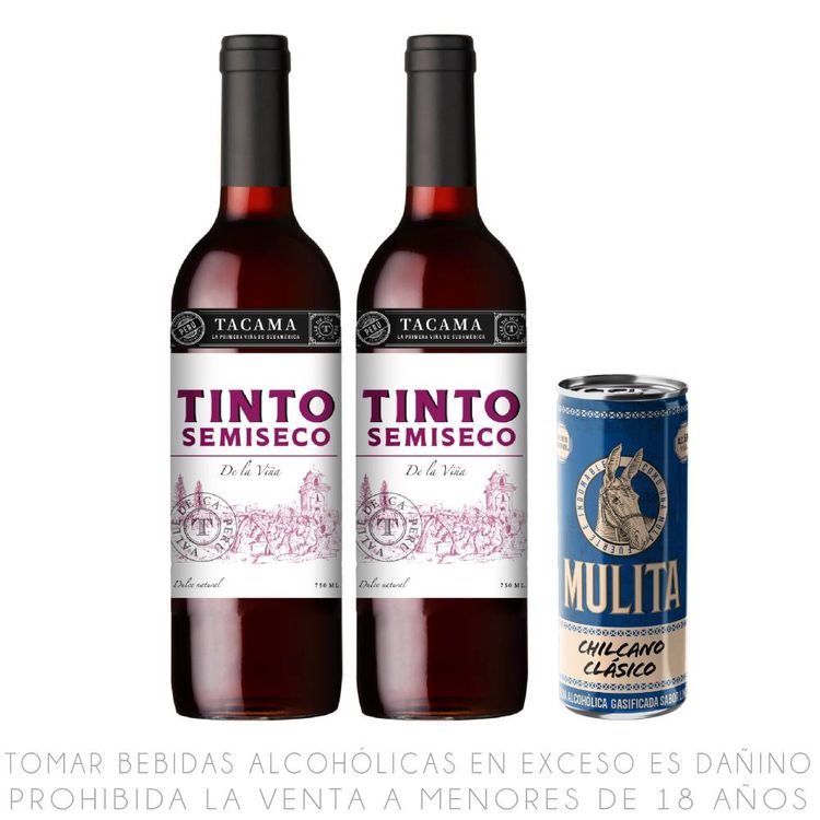 Vino Tinto Tacama Semiseco 2un + Chilcano Mulita Clásico