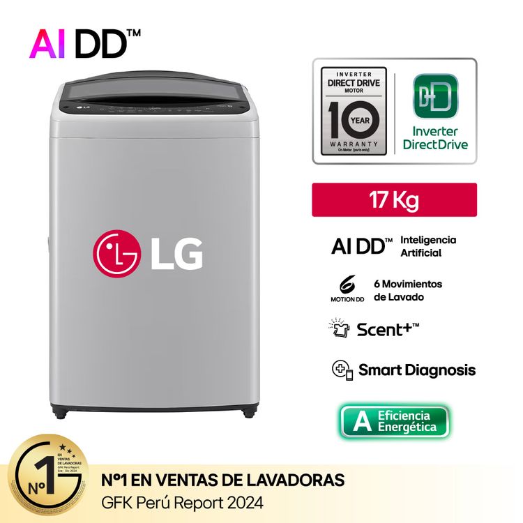 Lavadora Carga Superior LG WT17DV6T 17 Kg AI DD Gris Lavadora Carga Superior LG WT17DV6T AI DD 17 Kg Gris