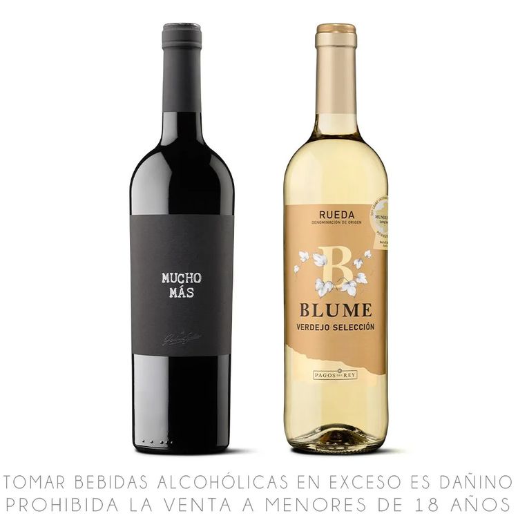 Vino Tinto Mucho Más 750ml + Vino Blanco Verdejo Blume Rueda 750ml