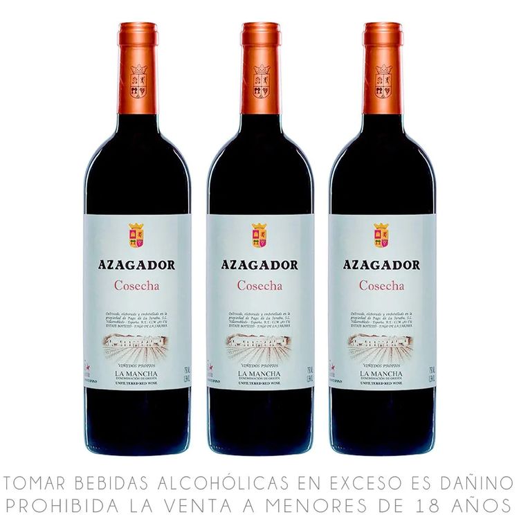 Tripack Vino Tinto Blend Azagador Cosecha Botella 750ml