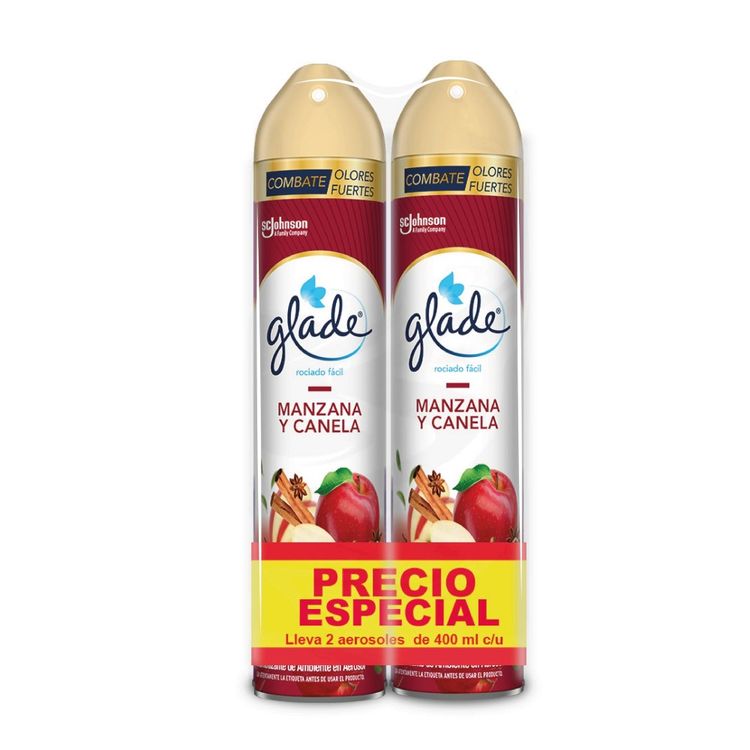 Twopack Ambientador en Aerosol Glade Manzana y Canela 400ml