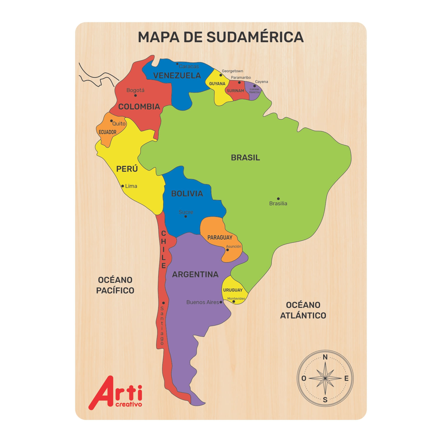 Mapa de Sudamérica Arti Creativo