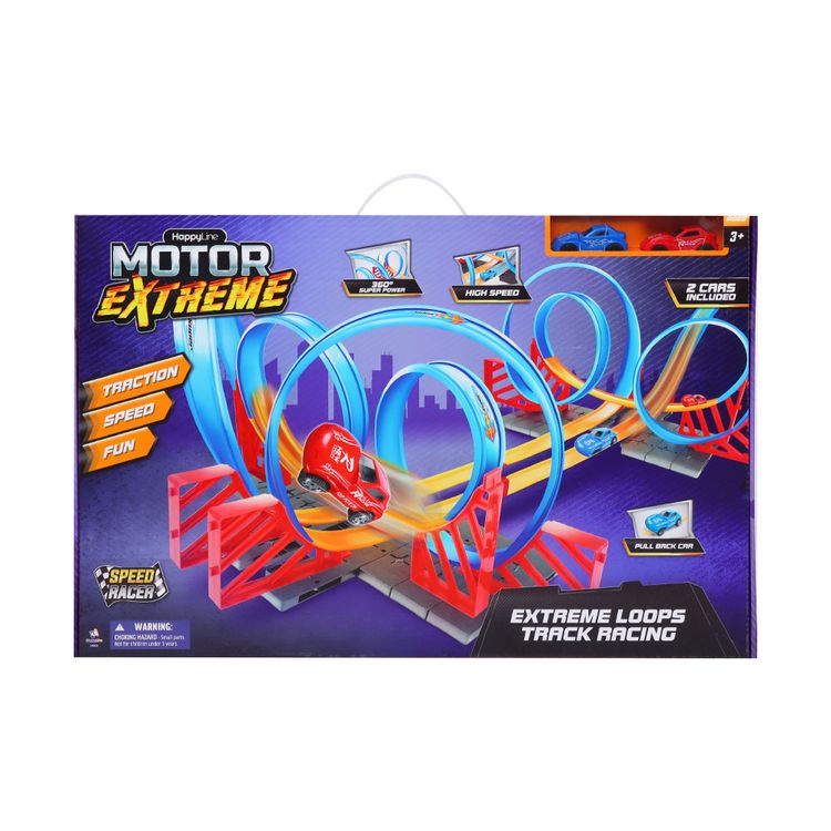 Pista con 8 Loops y 2 Autos de Retroceso Pista 8 Loops Happy line