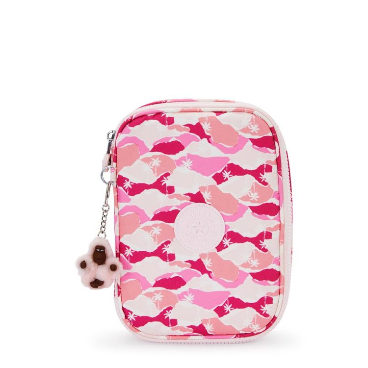 Cartuchera Kipling 100 Pens Pink Palm