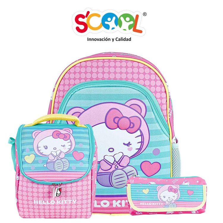 Set Mochila Scool New Eva Hello Kitty