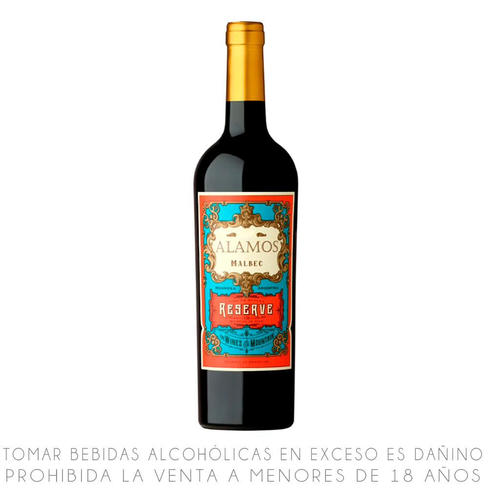 Vino Tinto Malbec Álamos Reserva Botella 750ml