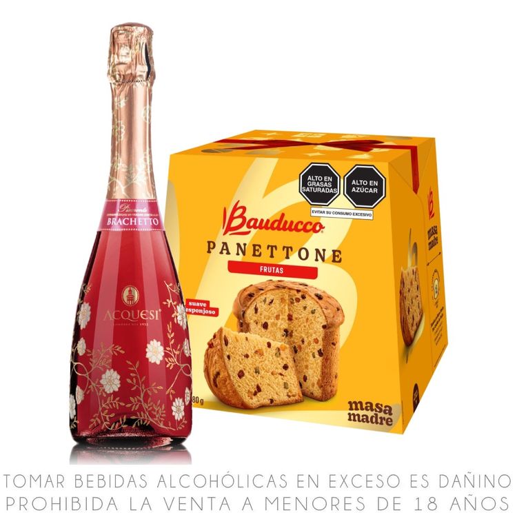 Espumante Acquesi Brachetto 750ml + Panetón Bauducco Frutos 680g