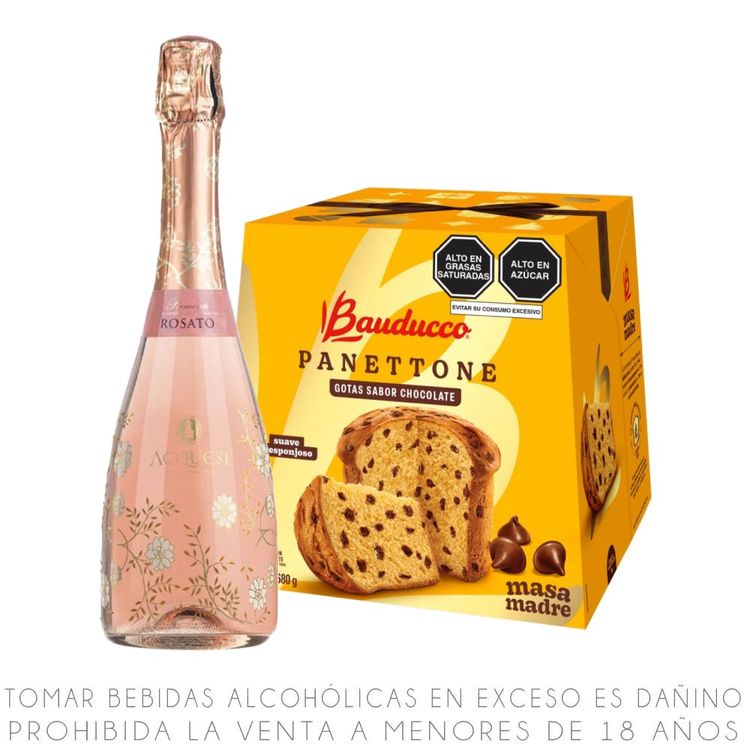 Espumante Rosé Acquesi 750ml + Panetón Bauducco Chocolate 680g
