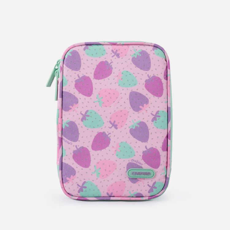 Cartuchera Crepier Grand Mediano Fresas Rosado