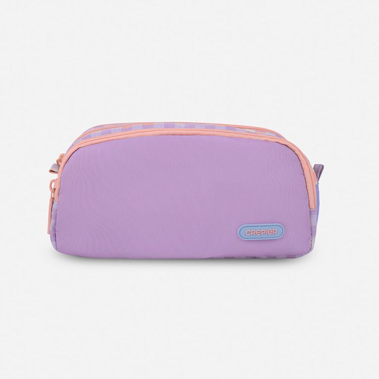 Cartuchera Crepier Dynamic Mediano Vichy Color Block Lila
