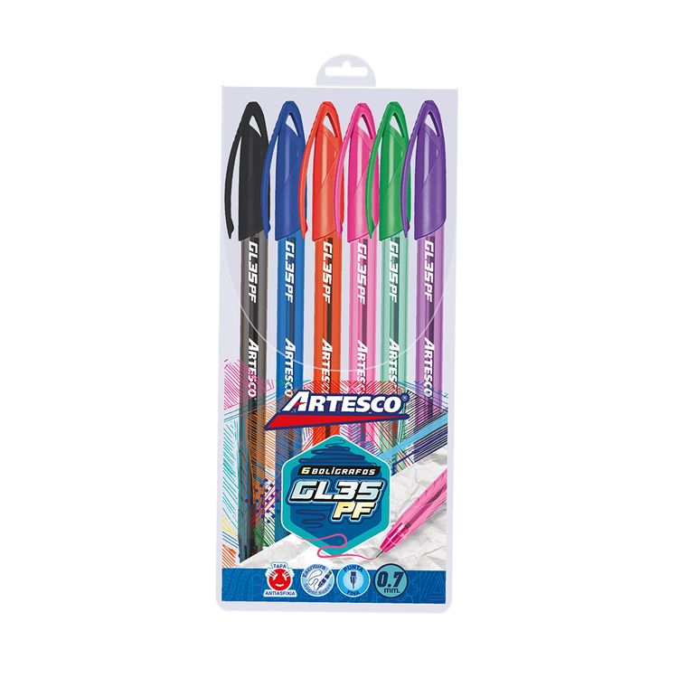 Estuche Bolígrafo Semi Artesco Gel Gl35 0.7Mm Colores 6un