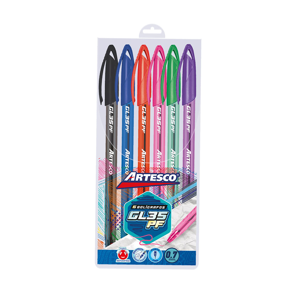 Estuche Bolígrafo Semi Artesco Gel Gl35 0.7Mm Colores 6un